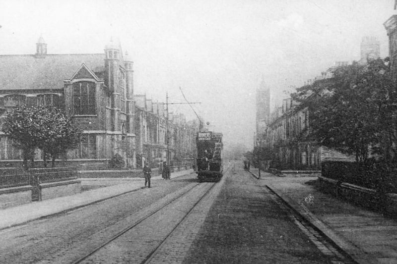 Before all of our times but what a photo of Grange Road, looking eastwards with a tram coming up the street.  Beside the road junction on the left is Grange Road Methodist Church. Photo: Hartlepool Library Service