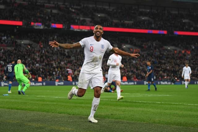 Callum Wilson of England celebrates after scoring during the International Friendly match between England and United States at Wembley Stadium on November 15, 2018 in London, United Kingdom. (Photo by Shaun Botterill/Getty Images)