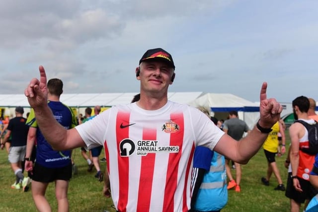 Michael Palin (not that one) showing his love for Sunderland AFC at the Great North Run.