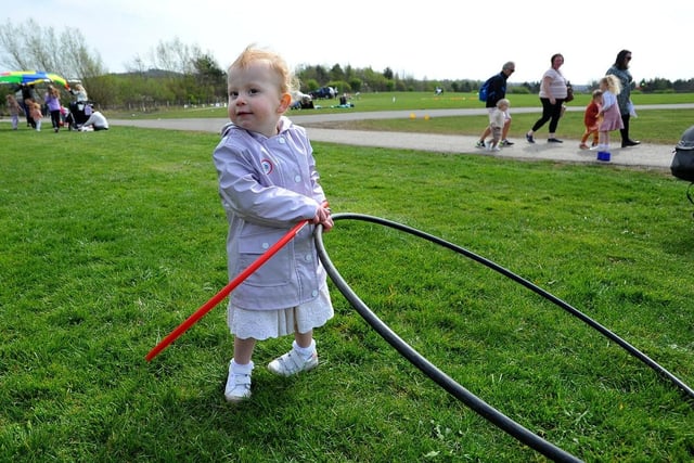 There's great fun for all ages to be had at this park, as two-year-old Viola Brough shows us with her hoola hoops! Herrington first opened in 2002.