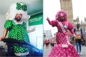 Colin Burgin-Plews in action at home, and at a previous London Marathon