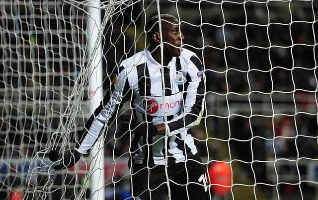 NEWCASTLE UPON TYNE, ENGLAND - NOVEMBER 22:  Newcastle player Demba Ba looks on during the UEFA Europa League Group  match between Newcastle United FC and CS Maritimo at St James' Park on November 22, 2012 in Newcastle upon Tyne, England.  (Photo by Stu Forster/Getty Images)