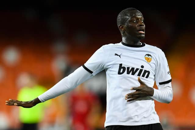 Mouctar Diakhaby of Valencia CF looks on during the La Liga Santander match between Valencia CF and C.A. Osasuna at Estadio Mestalla on January 21, 2021 in Valencia, Spain.