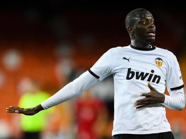 Mouctar Diakhaby of Valencia CF looks on during the La Liga Santander match between Valencia CF and C.A. Osasuna at Estadio Mestalla on January 21, 2021 in Valencia, Spain.