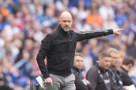 Manchester United's Erik ten Hag during the pre-season friendly match at the Scottish Gas Murrayfield Stadium, Edinburgh. PIC: Andrew Milligan/PA Wire.