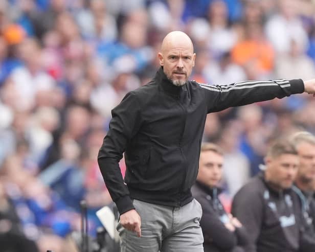 Manchester United's Erik ten Hag during the pre-season friendly match at the Scottish Gas Murrayfield Stadium, Edinburgh. PIC: Andrew Milligan/PA Wire.