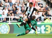 Newcastle United's Isaac Hayden clashes with Watford's Christian Kabasele (Photo by Ian MacNicol/Getty Images)