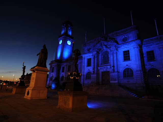 South Shields Town Hall will be lit blue for NHS workers and volunteers.