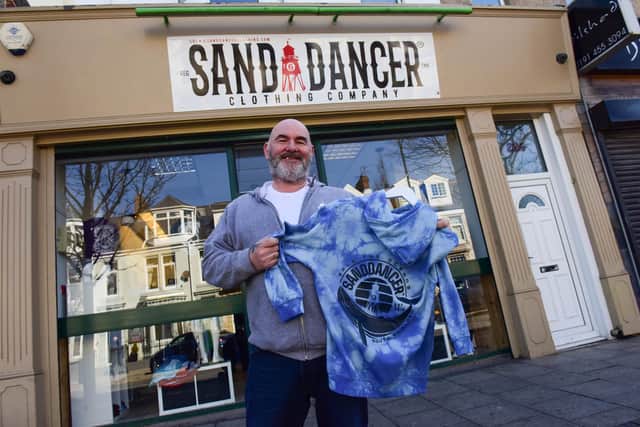 Andy Campbell outside the new shop on Ocean Road in South Shields.