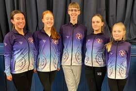 Off to the Irish Dancing World Championships, from  left, are Caitlin Chapman aged 20, Abbie Orr 16, Thomas Hurrell 13 and Ava Horsfall 11 and Nancy Corr 11.