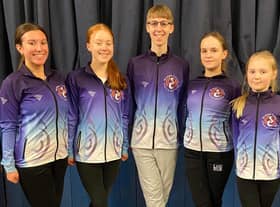 Off to the Irish Dancing World Championships, from  left, are Caitlin Chapman aged 20, Abbie Orr 16, Thomas Hurrell 13 and Ava Horsfall 11 and Nancy Corr 11.