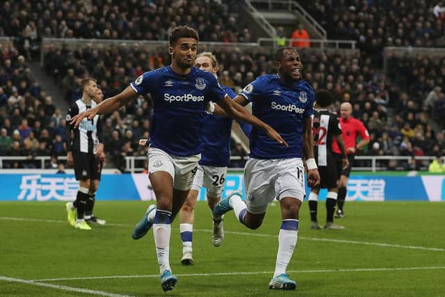 Dominic Calvert-Lewin of Everton celebrates after scoring against Newcastle United  (Photo by Ian MacNicol/Getty Images)