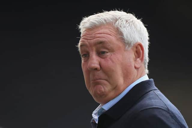 WATFORD, ENGLAND - JULY 11: Steve Bruce, Manager of Newcastle United reacts prior to the Premier League match between Watford FC and Newcastle United at Vicarage Road on July 11, 2020 in Watford, England. Football Stadiums around Europe remain empty due to the Coronavirus Pandemic as Government social distancing laws prohibit fans inside venues resulting in all fixtures being played behind closed doors. (Photo by Mike Egerton/Pool via Getty Images)