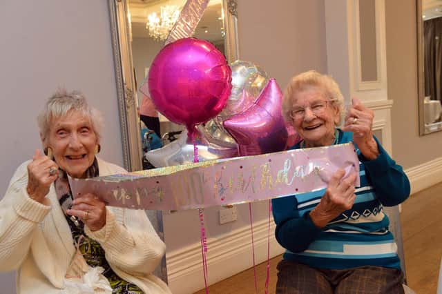 Happy at Home party for Jean Macdonald and Lily Miller (R) celebrating their 100th birthdays at The Sea Hotel.