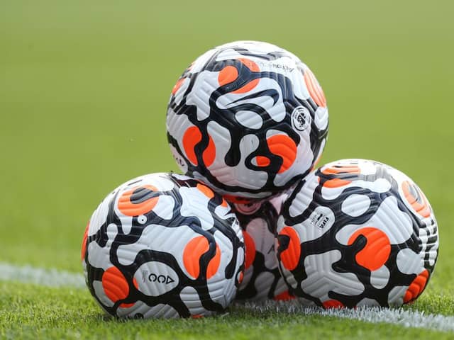 Nike Strike Aerowsculpt Official Premier League match balls. (Photo by Lewis Storey/Getty Images)