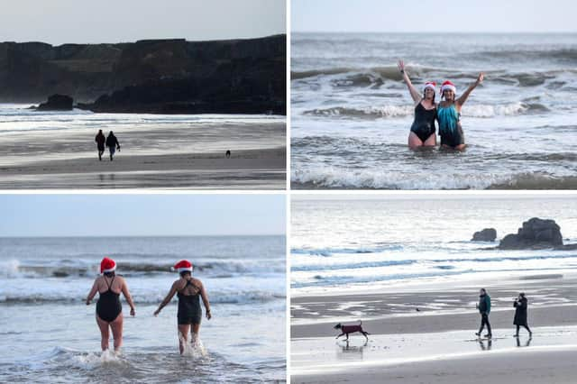 Pictures from Sandhaven Beach in South Shields on Christmas morning.