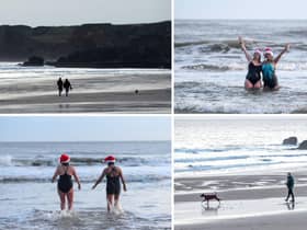 Pictures from Sandhaven Beach in South Shields on Christmas morning.
