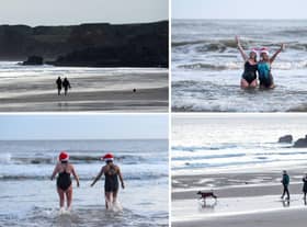 Pictures from Sandhaven Beach in South Shields on Christmas morning.