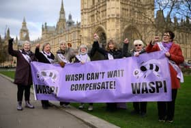 WASPI campaigners at Parliament, who continue to have the support of Emma Lewell MP. Photo: Leon Neal/Getty Images
