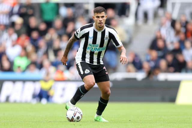 Bruno Guimaraes of Newcastle United on the ball during the Premier League match between Newcastle United and AFC Bournemouth at St. James Park on September 17, 2022 in Newcastle upon Tyne, England. (Photo by George Wood/Getty Images)