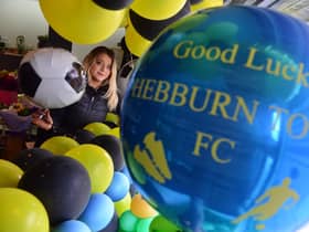 Thanks A Bunch Aimee Stead showing support for Hebburn Town FC ahead of their FA Vase final.