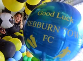Thanks A Bunch Aimee Stead showing support for Hebburn Town FC ahead of their FA Vase final.