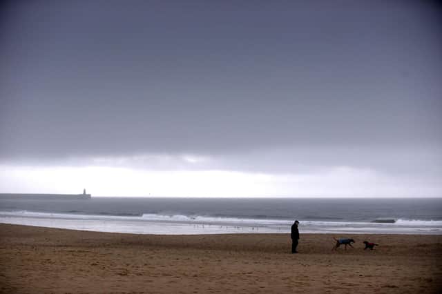 Heavy rain clouds at Sandhaven beach.