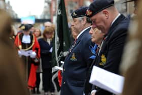 Veterans attending an Anzac Day Service at Kirkpatrick's Memorial in Ocean Road, South Shields.