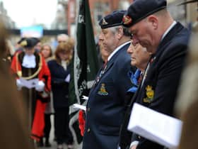 Veterans attending an Anzac Day Service at Kirkpatrick's Memorial in Ocean Road, South Shields.