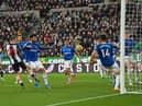 Ryan Fraser scores the second Newcastle goal during the Premier League match between Newcastle United and Everton (Photo by Stu Forster/Getty Images)
