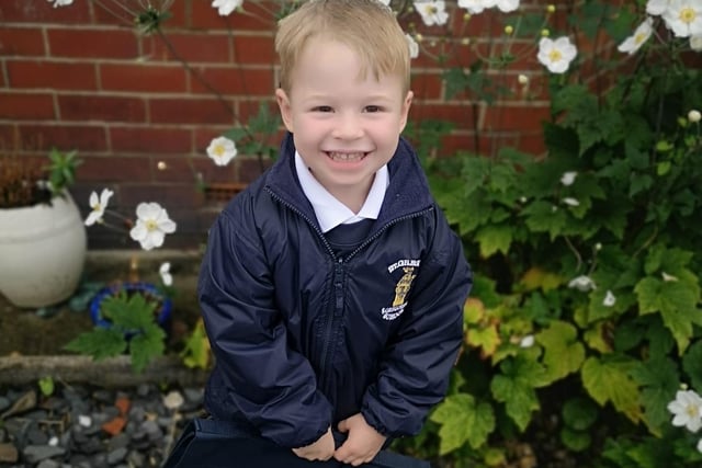 Back to school in South Tyneside. Oliver is off to start Reception.