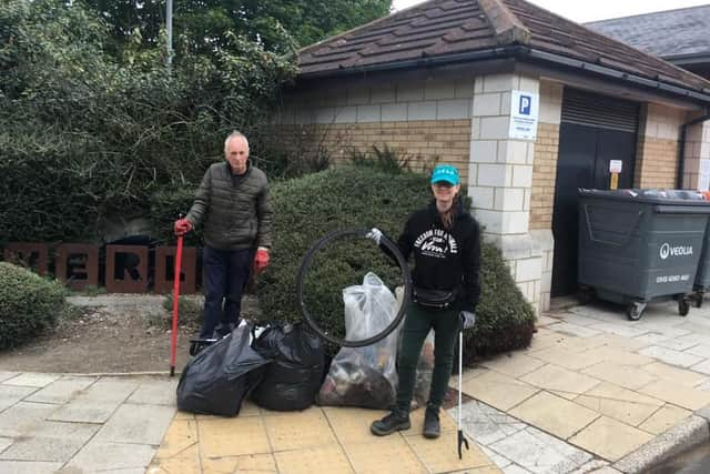 Volunteers from North East Animal Rights Group with a bike tyre found earlier this week.