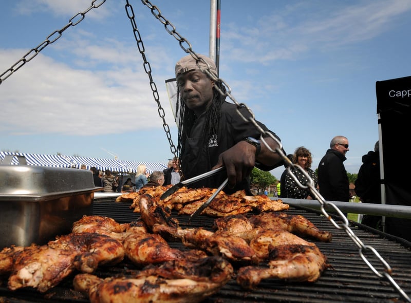 Tasty barbecue food at the Proper Food and Drink Festival 2014 at Bents Park.