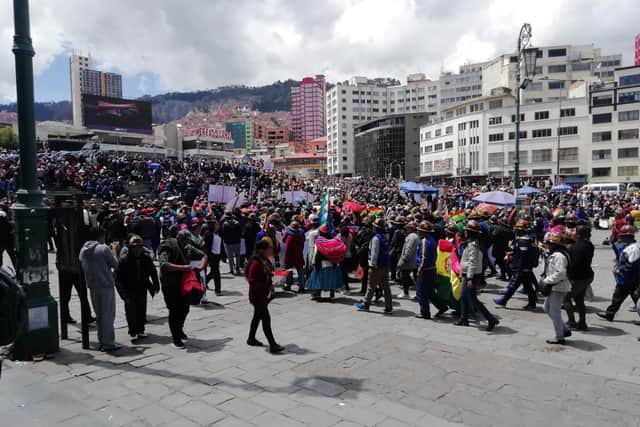 Protesters on the streets of La Paz earlier this week.