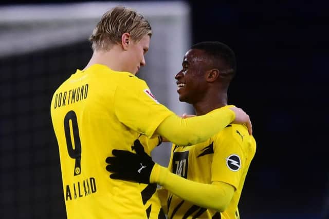 Erling Haaland has spoken very highly about his former teammate Youssoufa Moukoko (Photo by Clemens Bilan - Pool/Getty Images)