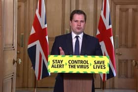 Housing, Communities and Local Government Secretary Robert Jenrick leads the media briefing in Downing Street on Sunday, May 31.