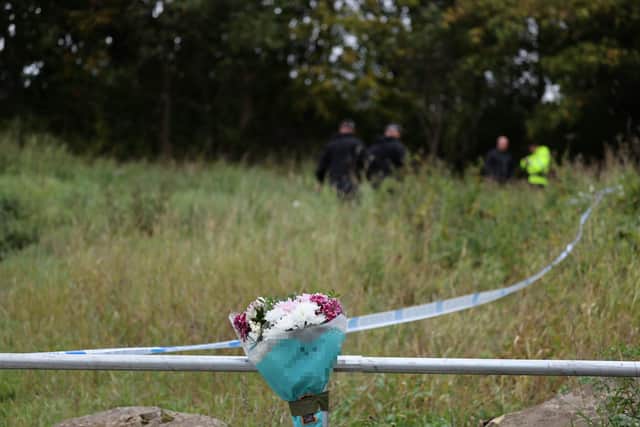 A floral tribute at Whitehills Nature Park in Gateshead. Picture by North News and Pictures.