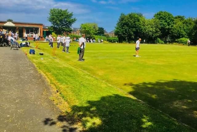 The community taking part in bowls at Jarrow West Park