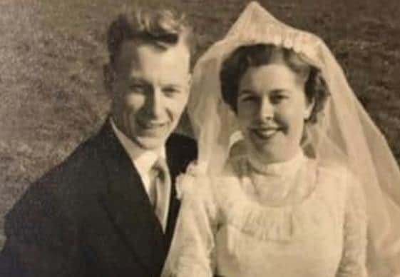 June Newton and late husband Ray on their wedding day in 1956.