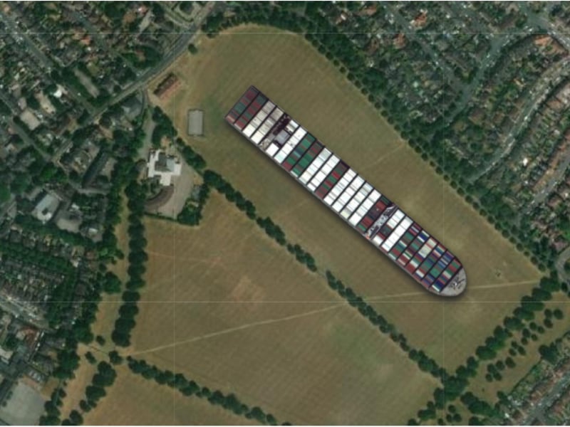 How the ship would look on Town Fields with Town Moor Avenue alongside.