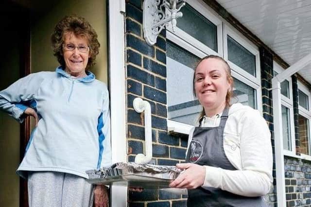Danielle McCann, right, from La Vina in Cleadon Village during lockdown