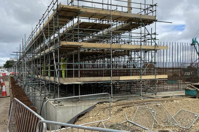 The work is ongoing at Testo's Roundabout as a new bridge is created over the junction.