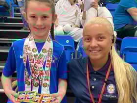 Charley Foster with Dokan coach Eleisha Mitchinson.
