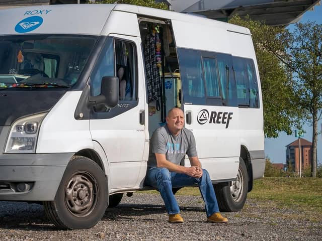 Ex-soldier and University of Sunderland student Andrew Marshall who is travelling around the coast of England to raise funds to mark World Mental Health Day.