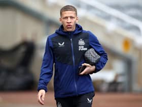 Dwight Gayle of Newcastle United arrives at the stadium prior to the Premier League match between Newcastle United and Brighton & Hove Albion at St. James Park on March 05, 2022 in Newcastle upon Tyne, England. (Photo by Ian MacNicol/Getty Images)