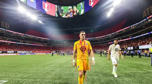 ATLANTA, GA - AUGUST 27: Vito Mannone #1 of Minnesota United heads off the field following a loss to Atlanta United 2-1 in the U.S. Open Cup Final at Mercedes-Benz Stadium on August 27, 2019 in Atlanta, Georgia. (Photo by Carmen Mandato/Getty Images)