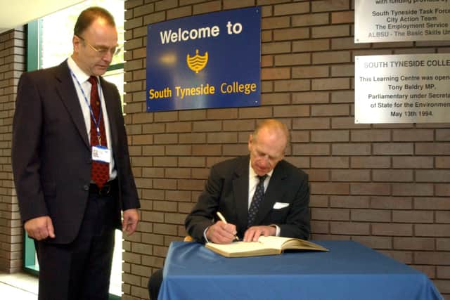Sign our book of condolence for the Duke of Edinburgh, pictured here at South Tyneside College in 2005.