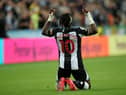 Allan Saint-Maximin celebrates his goal.