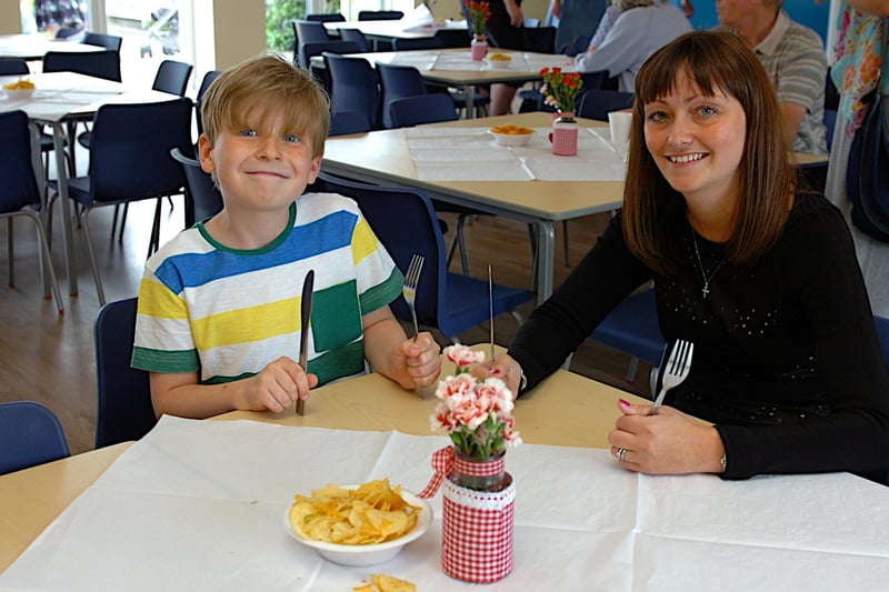 Greatham Primary School held a celebration to mark the opening of its new dining hall in 2013. Year 4 pupil James Ding, who officially opened the dining hall, is pictured with head teacher Nicola Dunn.