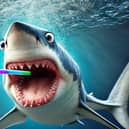 Fins can only get, erm, worse. A shark's eye view of the 'exploding' straw crisis. Image created by AI.